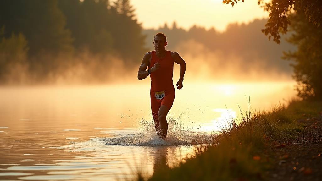 Triathlètes franchissant la ligne d'arrivée lors d'une compétition