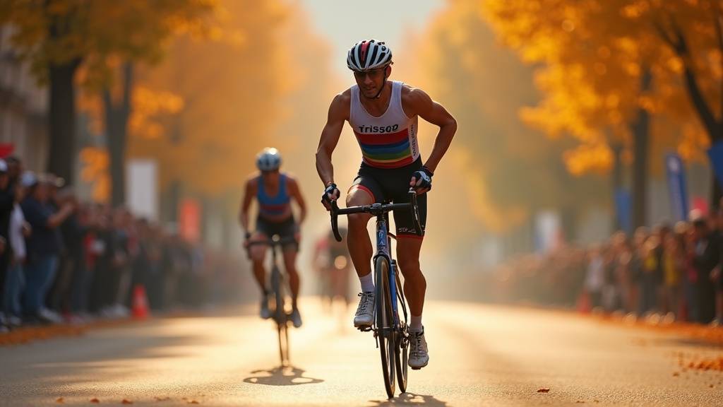 Vue aérienne du circuit de duathlon à Châteauroux avec athlètes en action