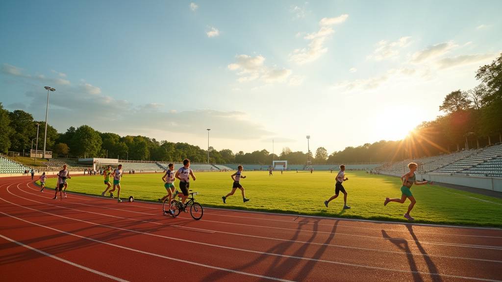 Vue aérienne du stade des Ormes à Lomme, avec des pistes de course et un circuit vélo.