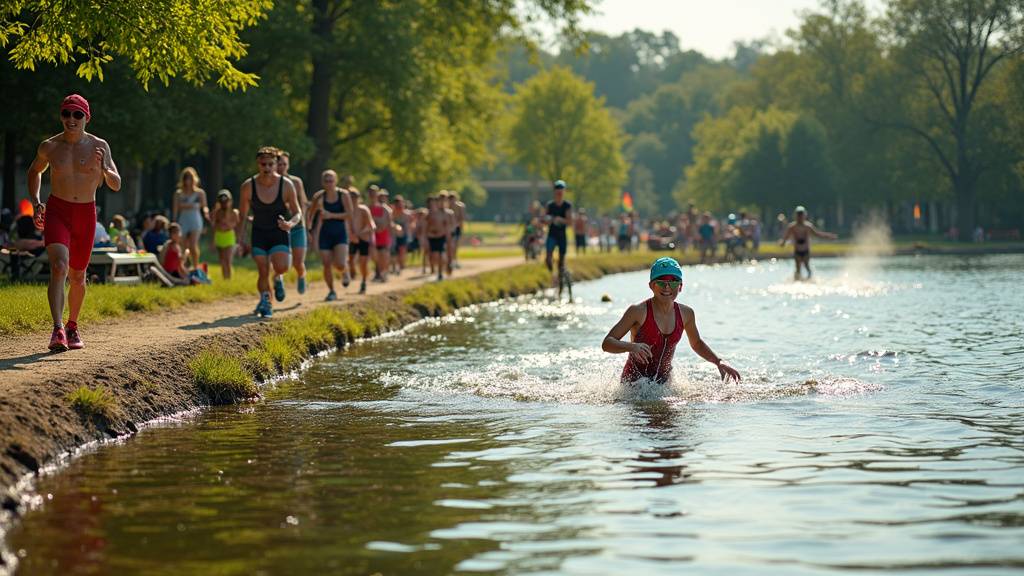 Vue aérienne de l'étang de Malhôve utilisé pour la natation