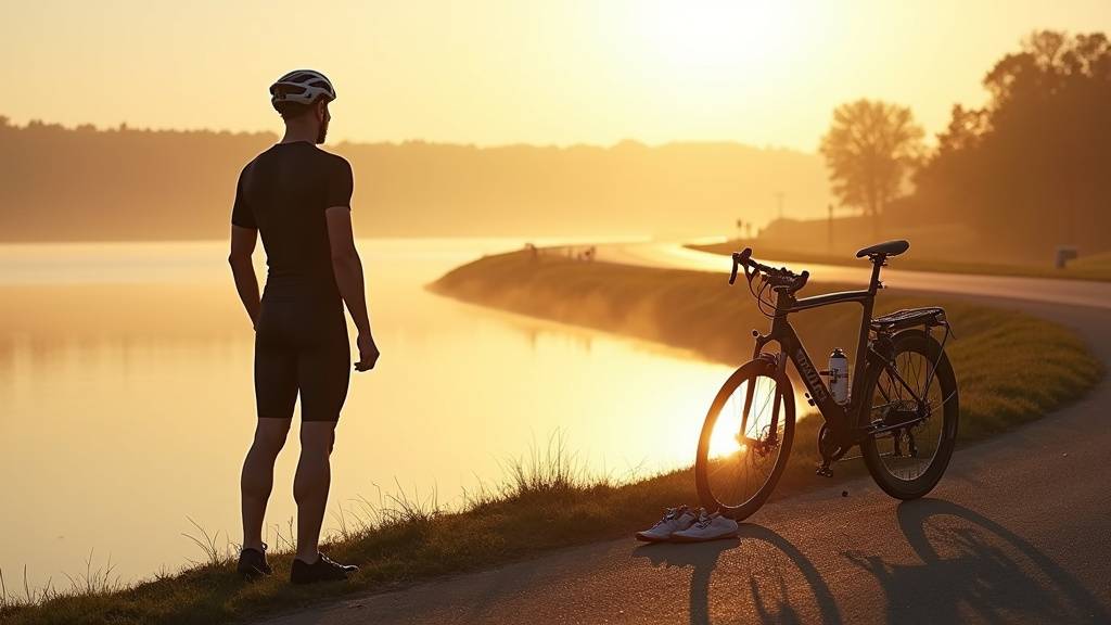 Athlète en train de terminer un half triathlon à Cambrai