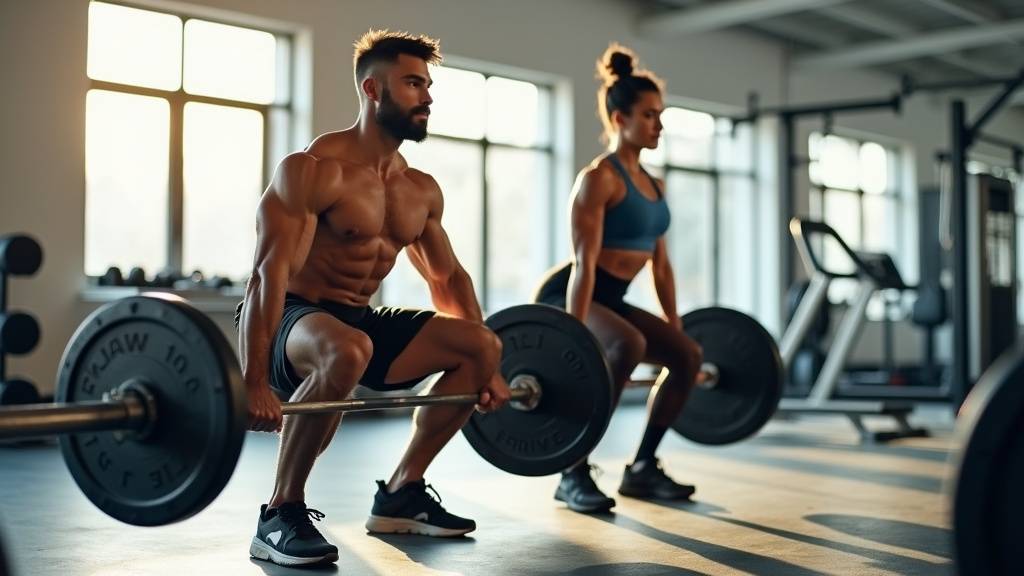 Entraînement musculation avec haltères en salle de sport