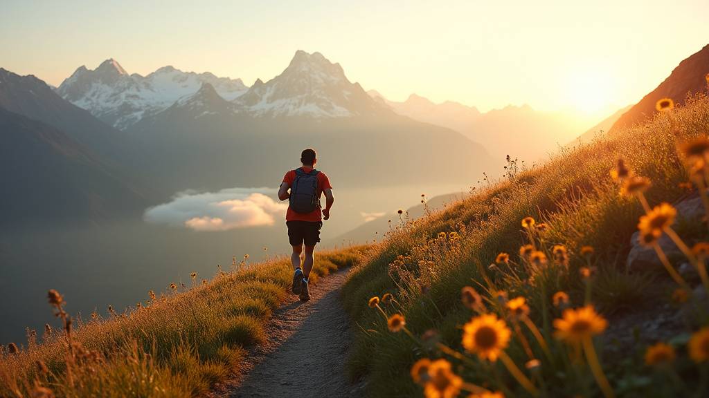 Randonneur avec sac à dos en trekking dans les Alpes