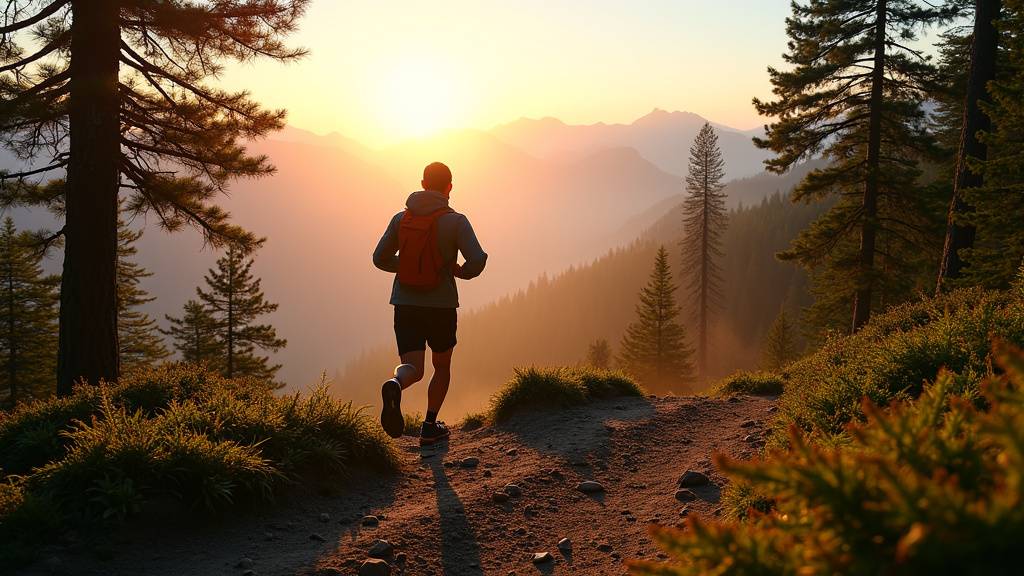 Cycliste VTT en descente technique sur sentier de montagne